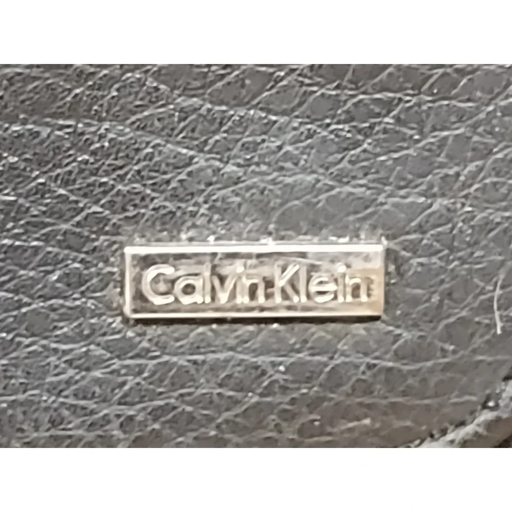 Calvin Klein Black Nylon Leather Trim Messenger Bag Crossbody Laptop Briefcase